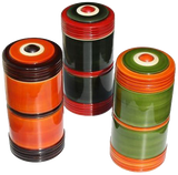 Tea/Spice storage Jars 'Kesari' - Sustainably harvested Wood 6"h x 3"w x 3"d - Set of 3